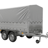 2-Achs Pkw-Anhänger UNITRAILER GARDEN TRAILER 264/2 KIPP mit Stützrad, Bordwandaufsatz, H-800 Rahmen und grauer Plane - ger_p