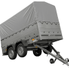 2-Achs Pkw-Anhänger UNITRAILER GARDEN TRAILER 264/2 KIPP mit Stützrad, Bordwandaufsatz, H-800 Rahmen und grauer Plane - ger_p