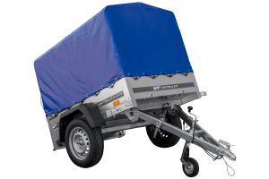 Anhänger 150 KIPP 150×106 cm [mit blauer Hochplane, Hochspriegel und Stützrad] - ger_pl_Anhanger-150-KIPP-150x106-cm-mit-blau