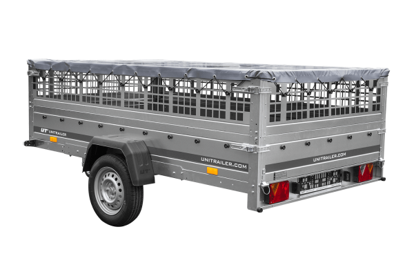 Anhänger 264×150 UNITRAILER GARDEN 265 KIPP mit Gitterwänden, H-0-Rahmen und grauer Plane - ger_pl_Anhanger-264x150-UNITRAILE