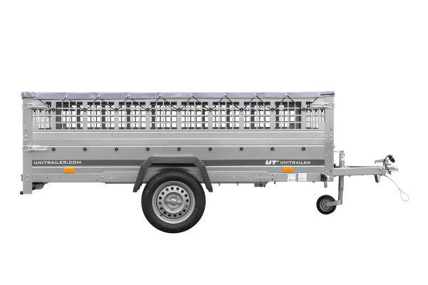 Anhänger 264×150 UNITRAILER GARDEN 265 KIPP mit Gitterwänden, H-0-Rahmen und grauer Plane - ger_pl_Anhanger-264x150-UNITRAILE