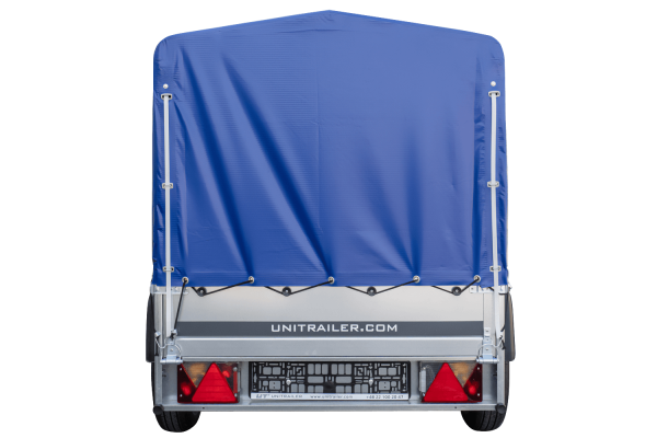 Anhänger Garden Trailer 200 KIPP 200×106 cm 750 kg [mit Hochspriegel, blauer Hochplane und Stützrad] - ger_pl_Anhanger-Garden