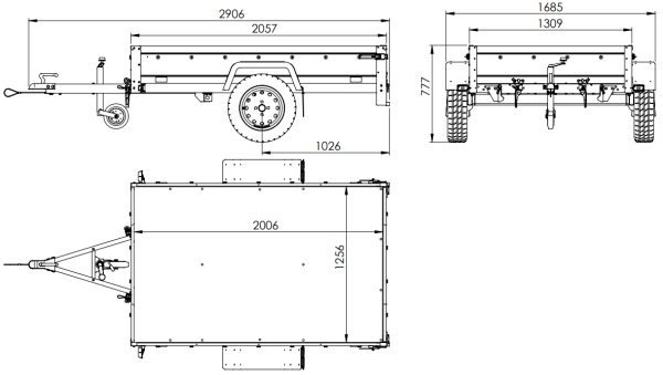 Anhänger für Pkws Garden Trailer 201 KIPP 200×125 cm 750 kg [mit Flachplane, Stützrad und Flachplaneträger] - ger_pl_Anhanger