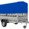 Autotransportanhänger auf Federn 264×125 UNITRAILER GARDEN 264/R KIPP mit Gitterwänden, H-800 Rahmen und blauer Plane - ger_p