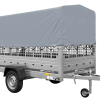Autotransportanhänger auf Federn 264×125 UNITRAILER GARDEN 264/R KIPP mit Gitterwänden, H-800 Rahmen und grauer Plane - ger_p