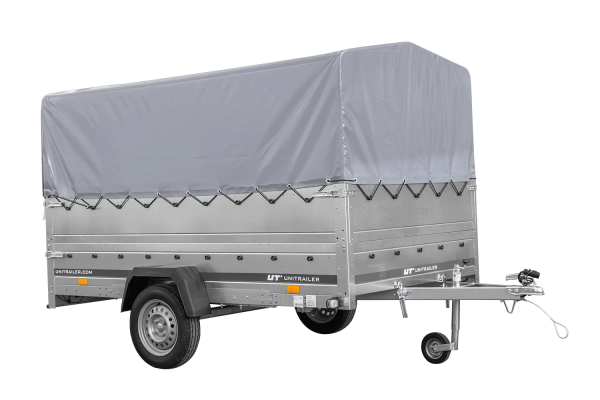 Einachsanhänger 264×150 UNITRAILER GARDEN 265 KIPP mit zusätzlichen Bordwänden, H-800-Rahmen und grauer Plane - ger_pl_Einach