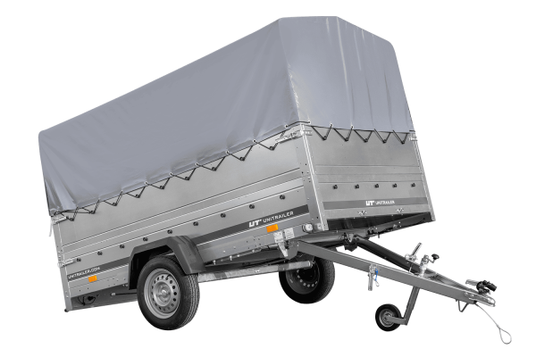 Einachsanhänger 264×150 UNITRAILER GARDEN 265 KIPP mit zusätzlichen Bordwänden, H-800-Rahmen und grauer Plane - ger_pl_Einach