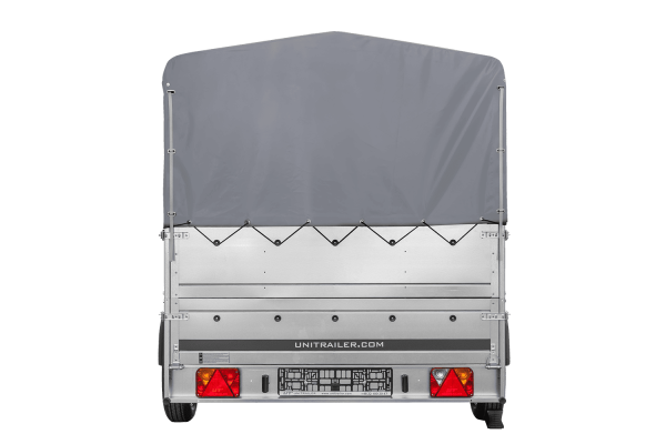 Einachsanhänger 264×150 UNITRAILER GARDEN 265 KIPP mit zusätzlichen Bordwänden, H-800-Rahmen und grauer Plane - ger_pl_Einach