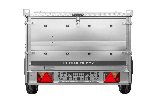 Einachsiger Anhänger auf Blattfedern 230×125 UNITRAILER GARDEN 230/R KIPP mit BIS-Seitenwänden und Aluminiumabdeckung - ger_p