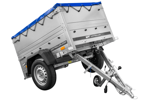 Pkw Anhänger Neu GARDEN TRAILER 150 KIPP mit zusätzlichen Bordwänden, Stützrad und blauer Flachplane - ger_pl_Pkw-Anhanger-Ne