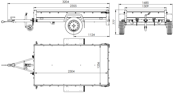 Pkw-Kippanhänger Garden Trailer 230 KIPP [230 cm x 125 cm] mit Flachplane, Stützrad und Planenträger - ger_pl_Pkw-Kippanhange